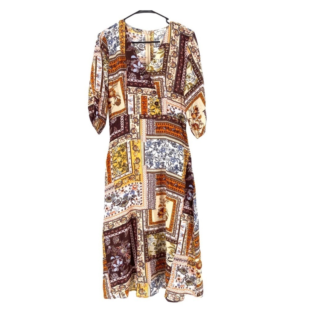 Cedar & Gold Women's Boho Print Ginger Midi Dress - M